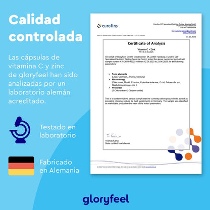 Vitamina C + Zinc - 365 Cápsulas - 1000Mg Vitamina C + 20Mg Zinc - Apoya El Sistema Inmunológico Y Reduce La Fatiga - Con Protección Gástrica Y Ph Neutro -100% Vegano