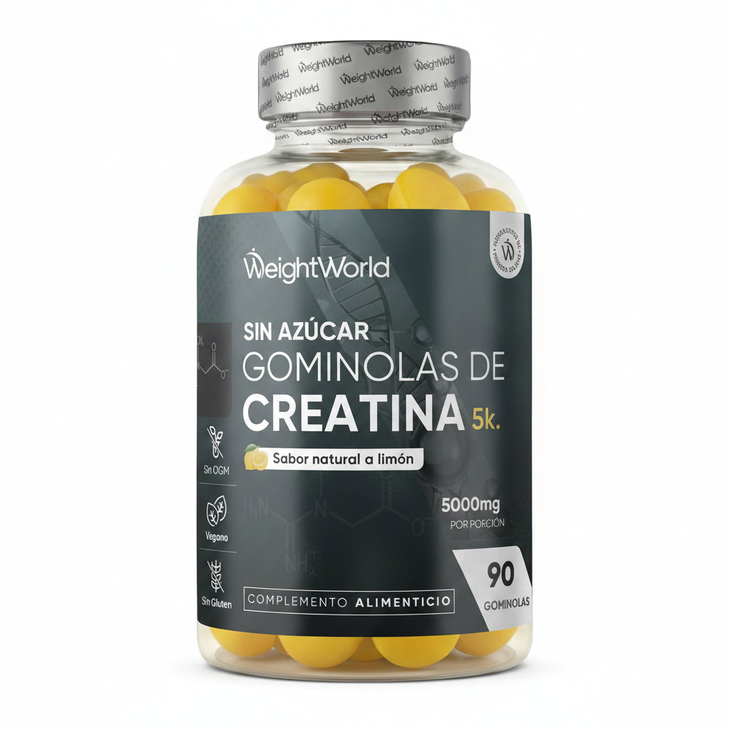 Gominolas De Creatina Monohidratada 5000Mg - Gomitas Pre Entreno Sabor Limón De Creatina Monohidrato Sin Azúcar Ni Gluten - Suplemento Para El Gym, Sin OGM