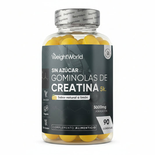 Gominolas De Creatina Monohidratada 5000Mg - Gomitas Pre Entreno Sabor Limón De Creatina Monohidrato Sin Azúcar Ni Gluten - Suplemento Para El Gym, Sin OGM