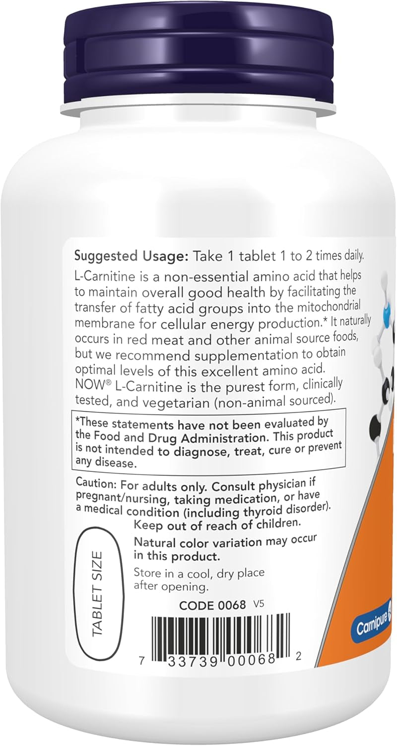 Supplements, L-Carnitine 1,000 Mg, Purest Form, Amino Acid, Fitness Support*, 100 Tablets