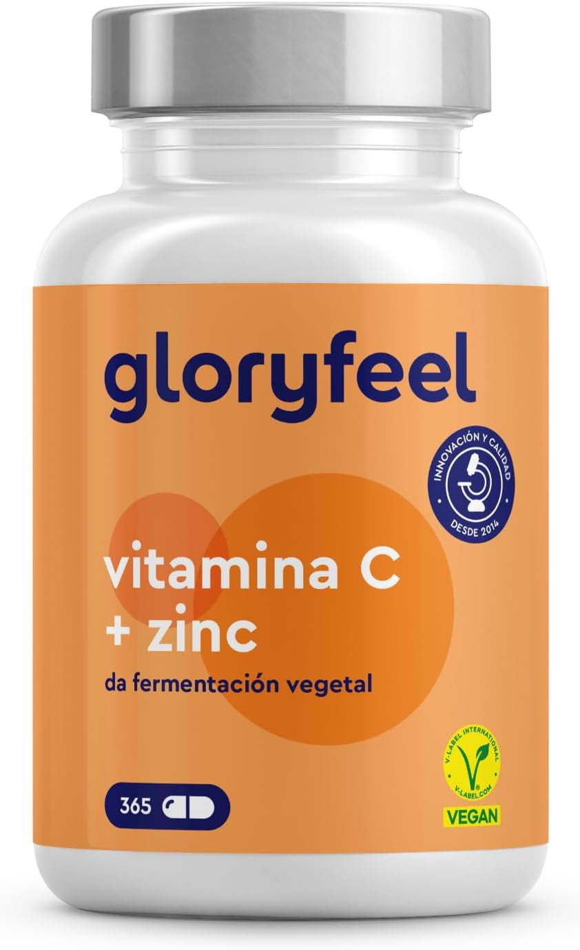 Vitamina C + Zinc - 365 Cápsulas - 1000Mg Vitamina C + 20Mg Zinc - Apoya El Sistema Inmunológico Y Reduce La Fatiga - Con Protección Gástrica Y Ph Neutro -100% Vegano