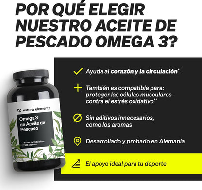 Omega 3 2000Mg Por Dosis Diaria - 365 Cápsulas De Omega-3 - Máxima Concentración De DHA 240Mg Y EPA 360Mg - Probada En Laboratorio Y Fabricada En Alemania